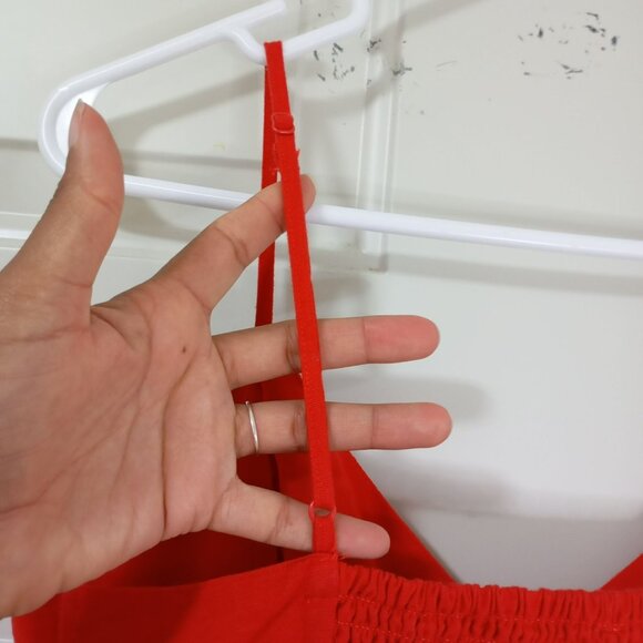 American Eagle Red Sleeveless Button-Front Midi Dress Size M Cotton, Linen Blend - Picture 10 of 13